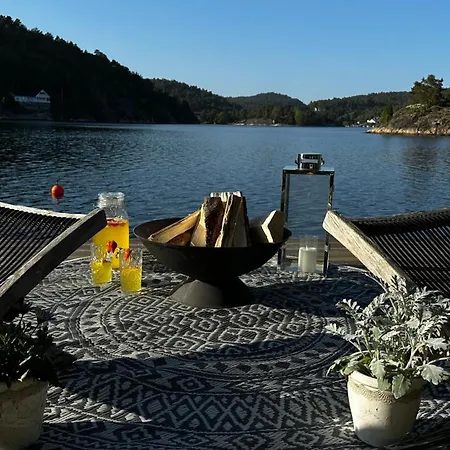 Moderne I Vannkanten Med Tilgang Til Brygge Og Bat Risor